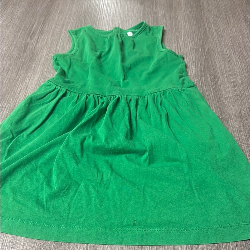 Green Sleeveless Kids Casual Dress